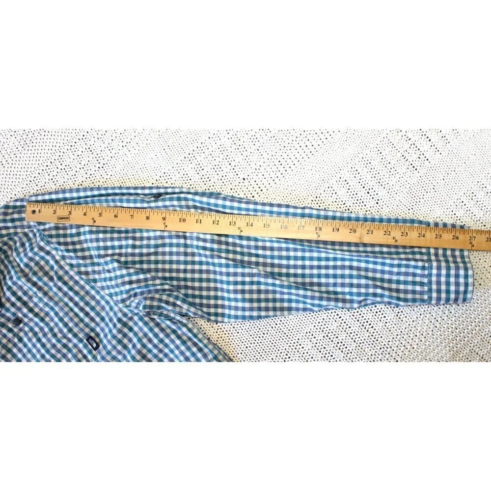 The North Face Men Plaid Shirt Blue & White Button down Size XXL Long Sleeve